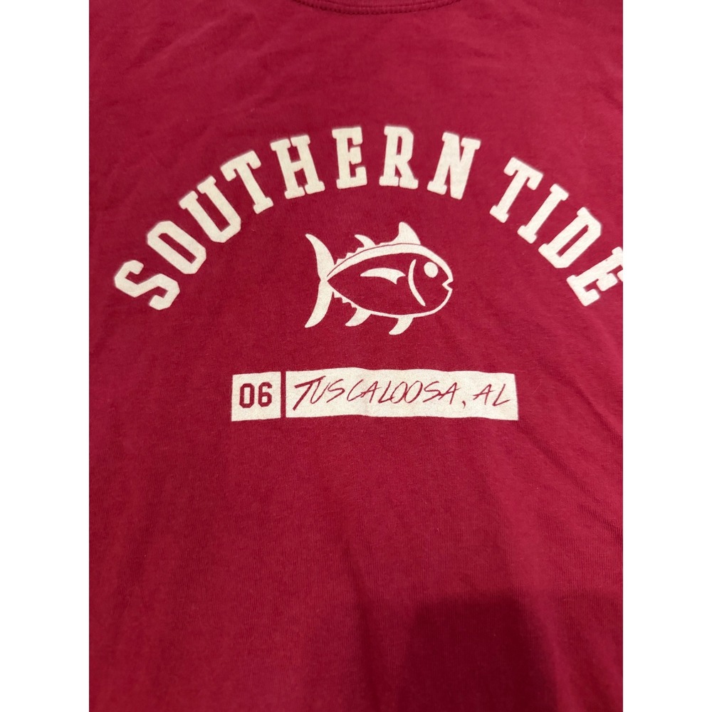Southern Tide Mens 2XL Red Long Sleeve Graphic T-Shirt Tuscaloosa AL Cotton